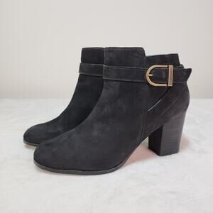 Cole Haan Black Nubuck 8C Wide Ankle Boots Whimsigoth Witchy Quiet Luxury Boho